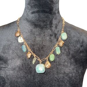 Style & Co. Gold Boho Necklace with Stones, NWT